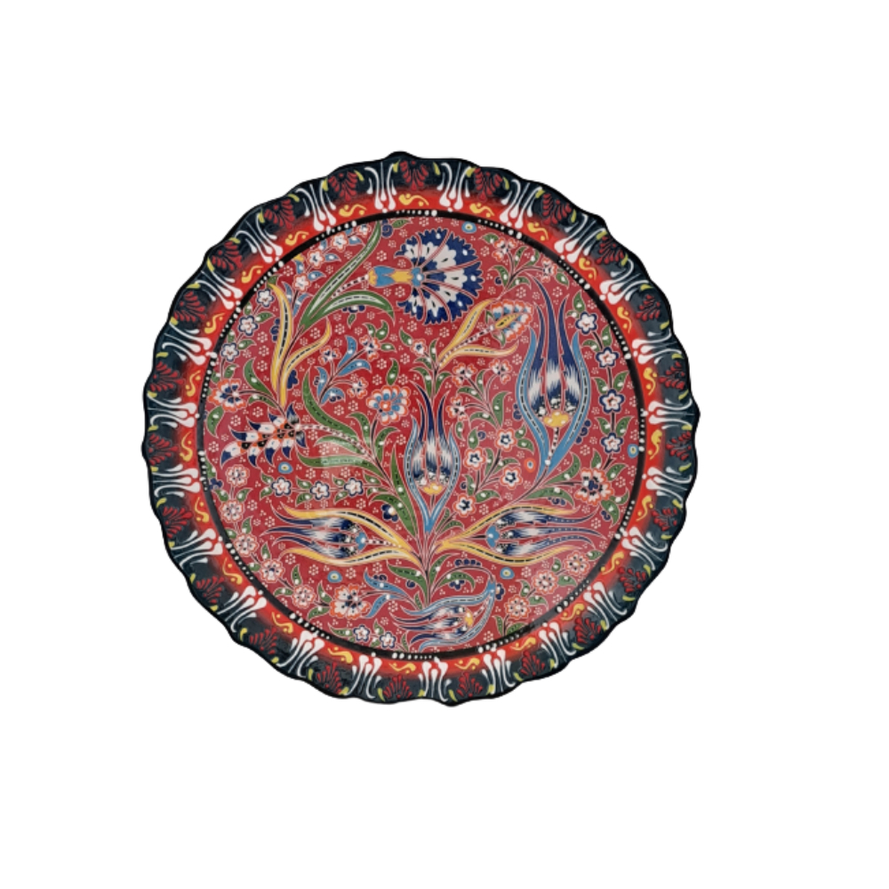 Ync Lace Hand Made Plate 25Cm (Cloudy Red Blue), TUR-30435CLOUDY RED BLUE